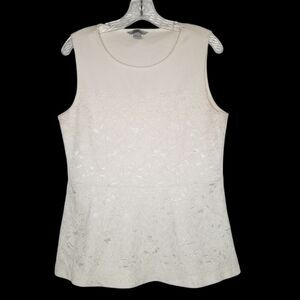 H&M Off White Lace Peplum Tank Top Large Cottagecore Boho